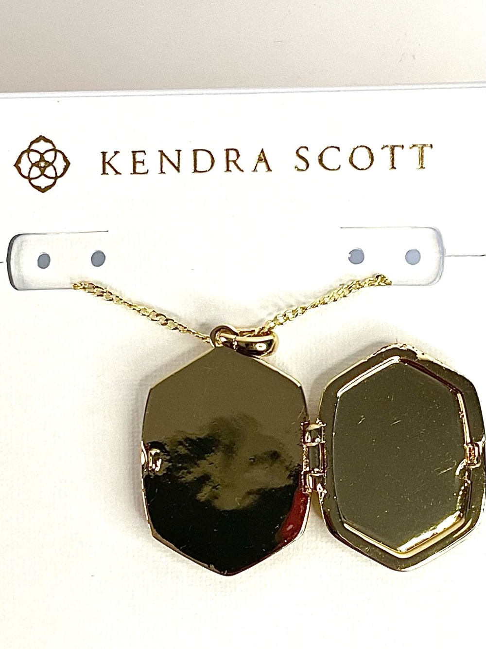 Kendra Scott Gold Floral Pink and Green Locket Necklace - Picture 4 of 4